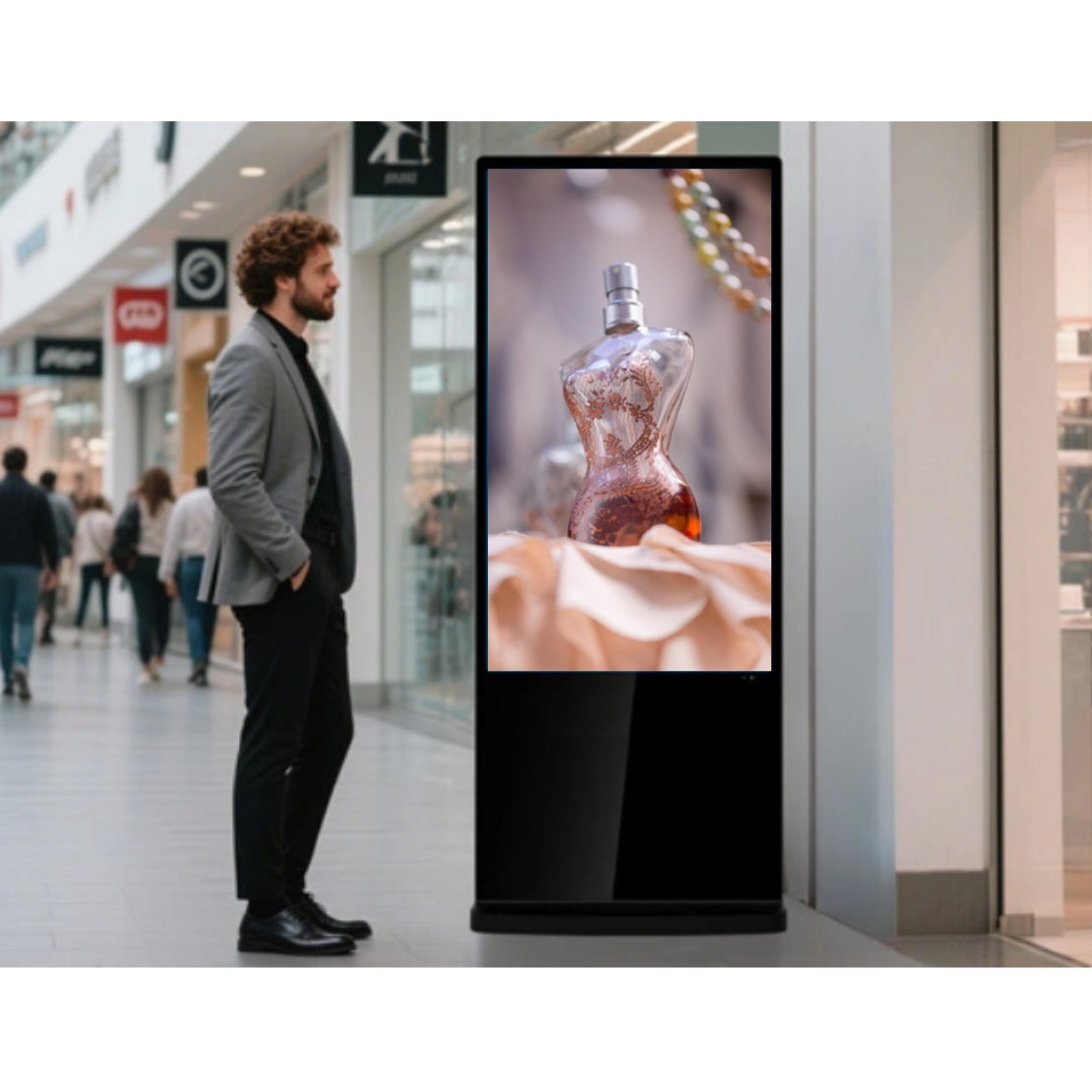 65" 4K Touch Digital Poster – Freistehende Signage-Stele in Schwarz inkl. RK3588 Android Player (8GB/128GB, WiFi 6)