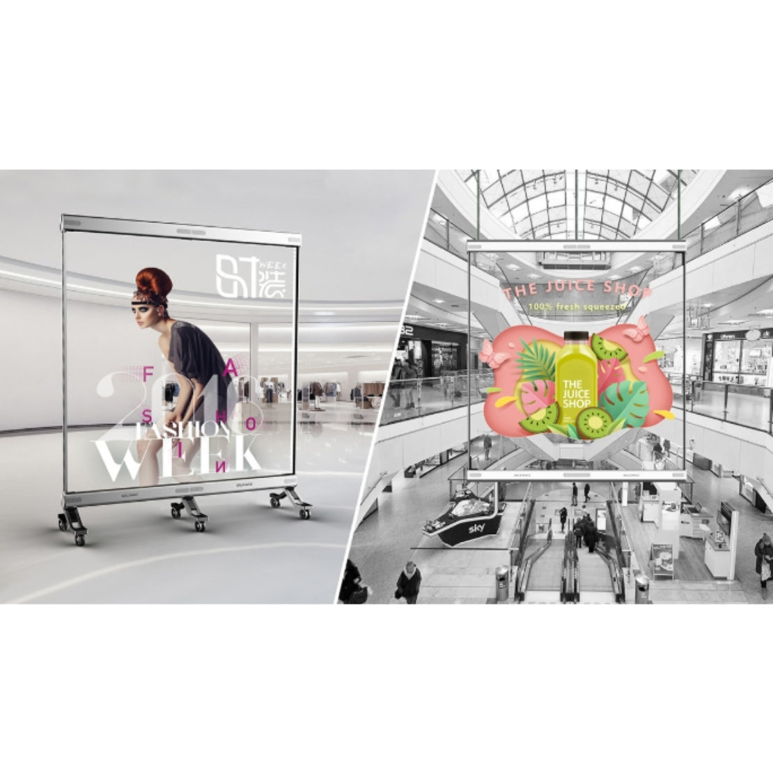 Transparente LED Wand 2×2 m hängend – Holographische LED-Lösung für Architektur & Events
