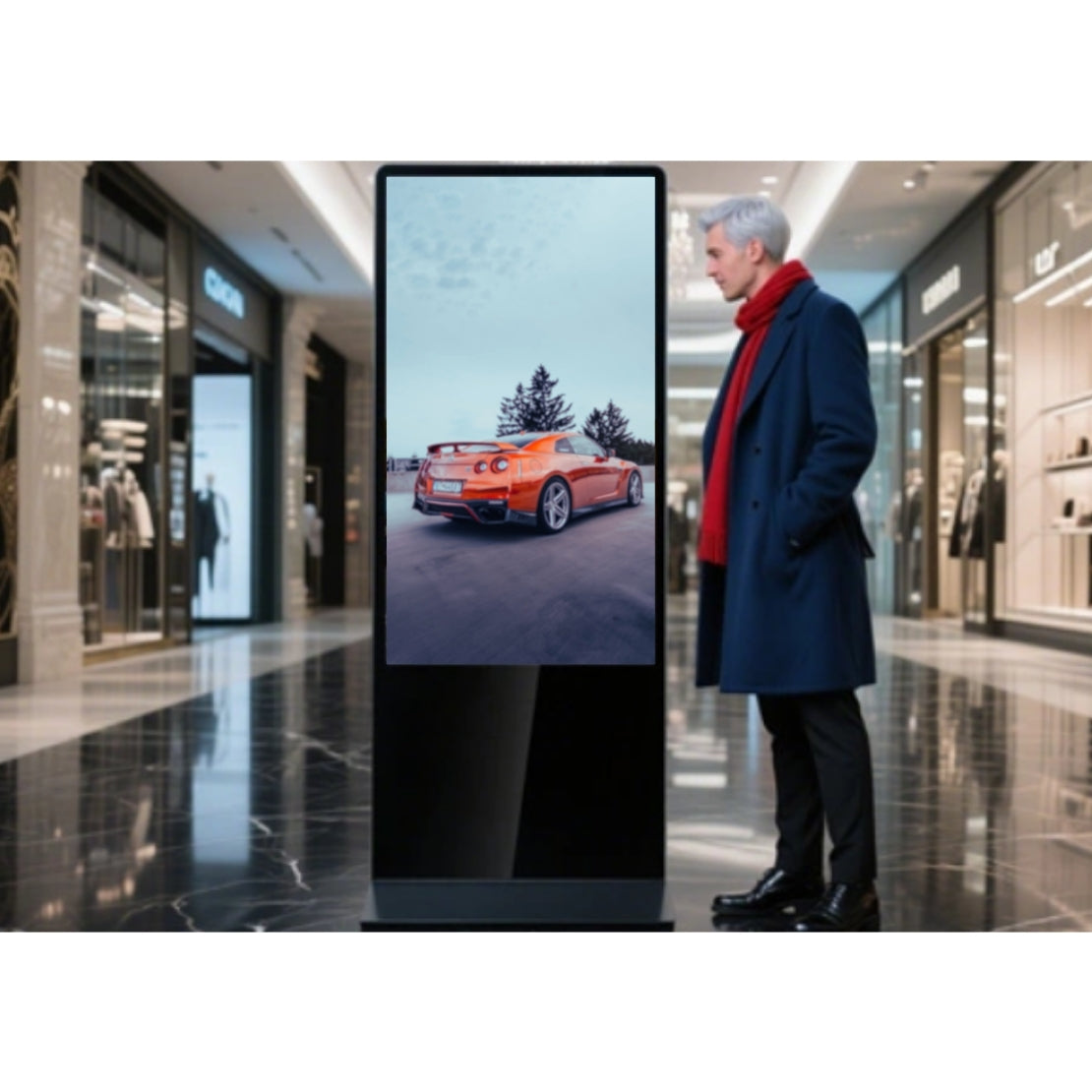 65" 4K Touch Digital Poster – Freistehende Signage-Stele in Schwarz inkl. RK3588 Android Player (8GB/128GB, WiFi 6)
