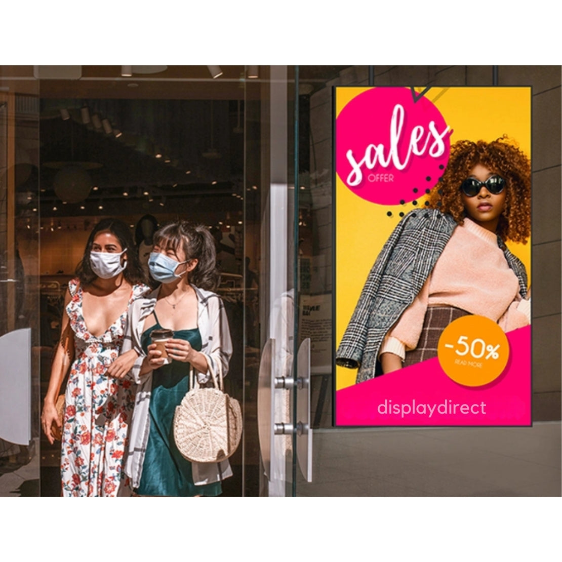 55" 4K High-Brightness Schaufenster-Display – 3000 cd/m², 24/7, AVMS Window Signage inkl. RK3576 Android Player (8GB/128GB, WiFi 6)