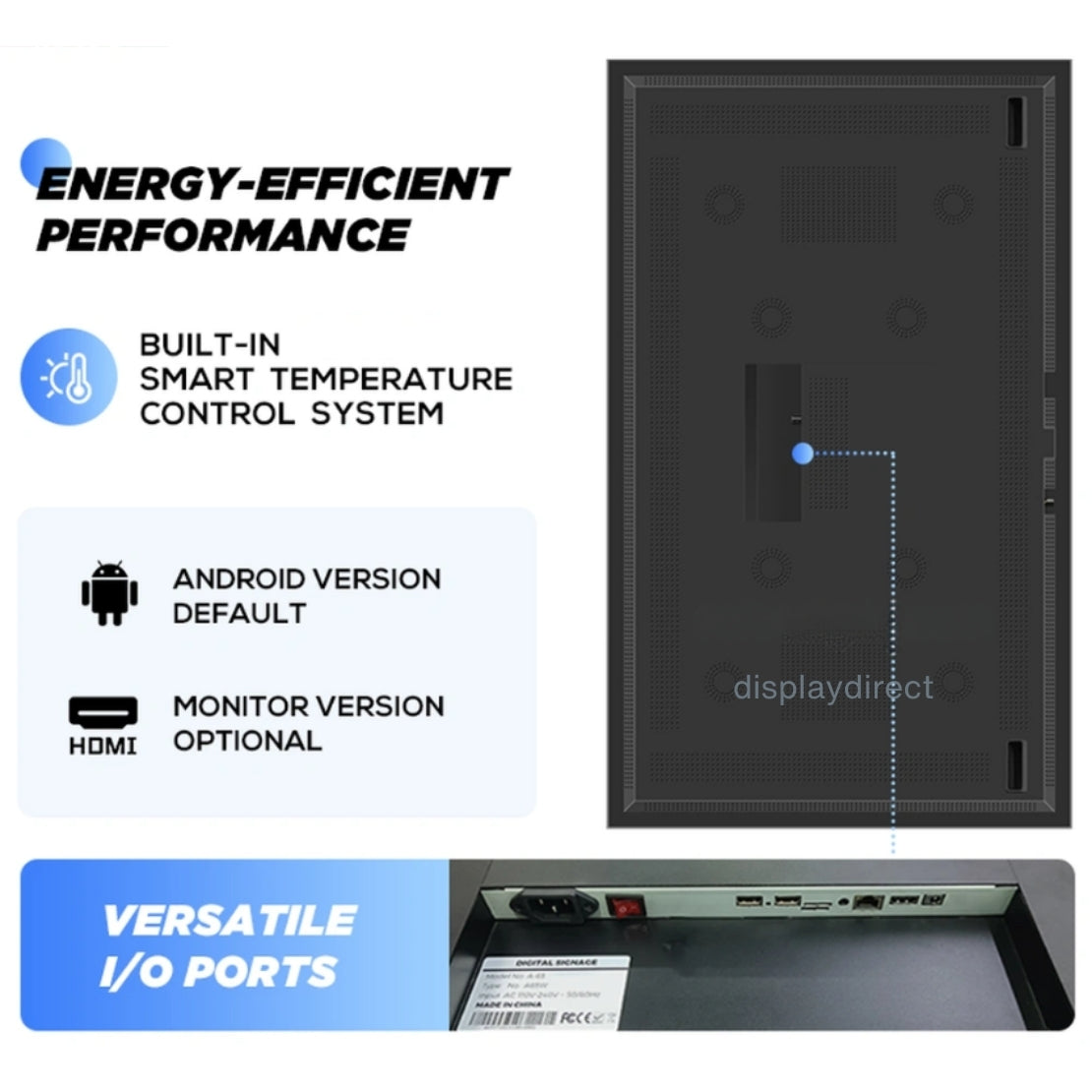 55" 4K High-Brightness Schaufenster-Display – 3000 cd/m², 24/7, AVMS Window Signage inkl. RK3576 Android Player (8GB/128GB, WiFi 6)
